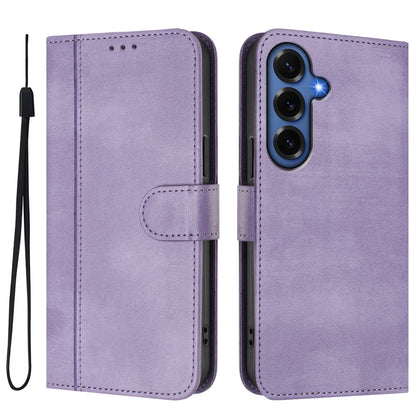 For Samsung Galaxy S26+ Cases Wallet Stand Retro Texture Leather Phone Cover with Lanyard