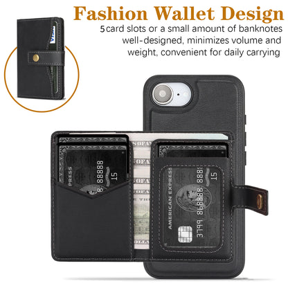 For iPhone 17e / 16e Kickstand Case Detachable Card Bag Compatible with MagSafe PU Leather Coated TPU Phone Cover