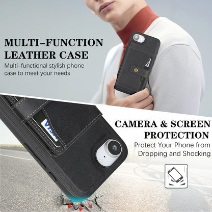 For iPhone 17e / 16e Kickstand Case Detachable Card Bag Compatible with MagSafe PU Leather Coated TPU Phone Cover