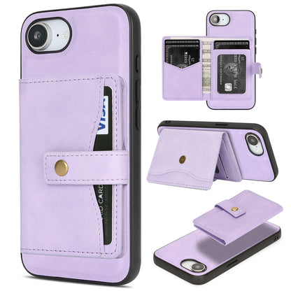 For iPhone 17e / 16e Kickstand Case Detachable Card Bag Compatible with MagSafe PU Leather Coated TPU Phone Cover