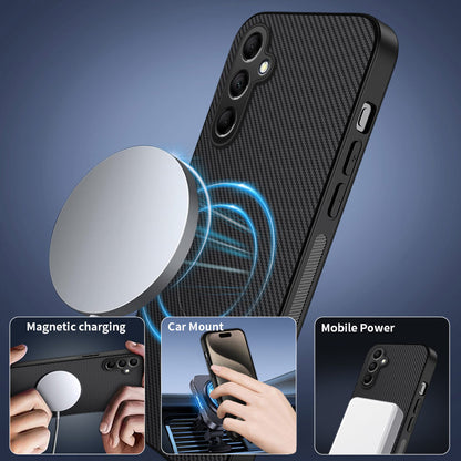 WANLONFENG For Samsung Galaxy S26+ Magnetic Case  TQ Series Carbon Fiber Texture PC TPU Phone Cover