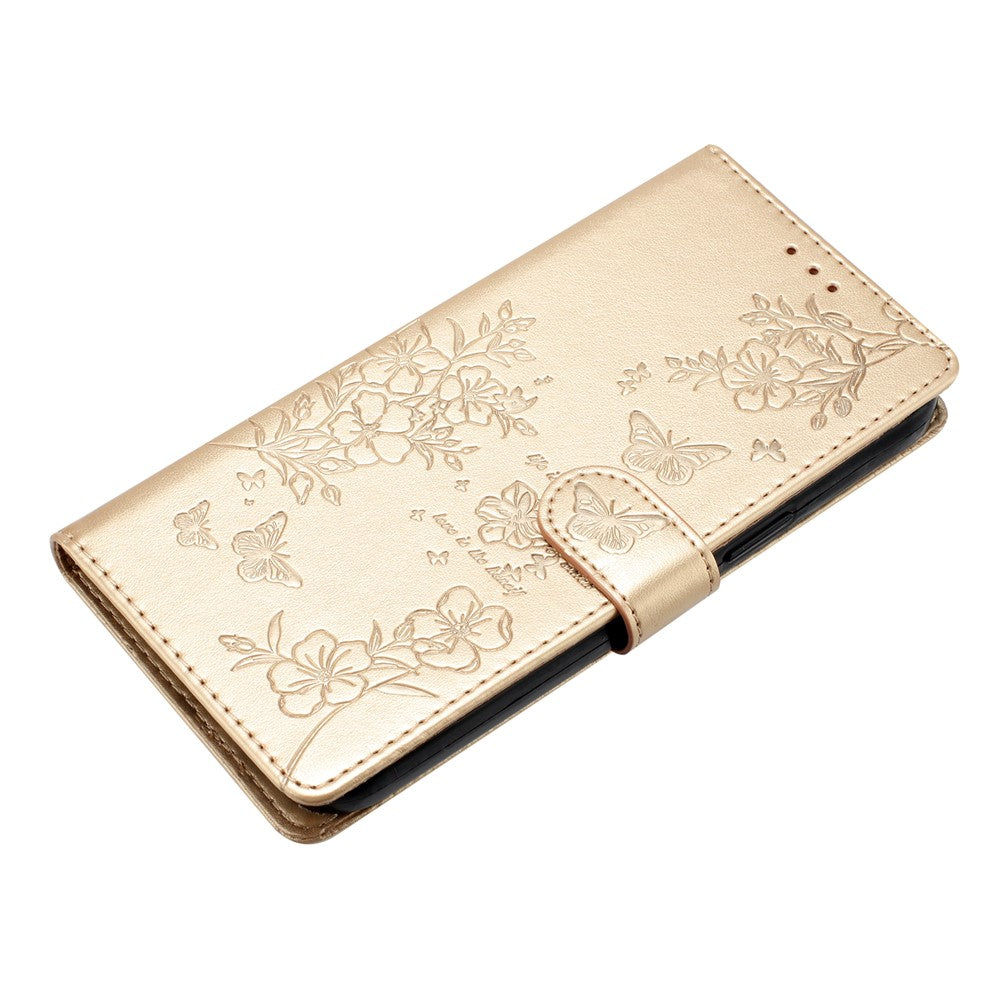 For Samsung Galaxy S26+ Wallet Phone Case Butterfly Floral Imprint Leather Flip Cover with Strap