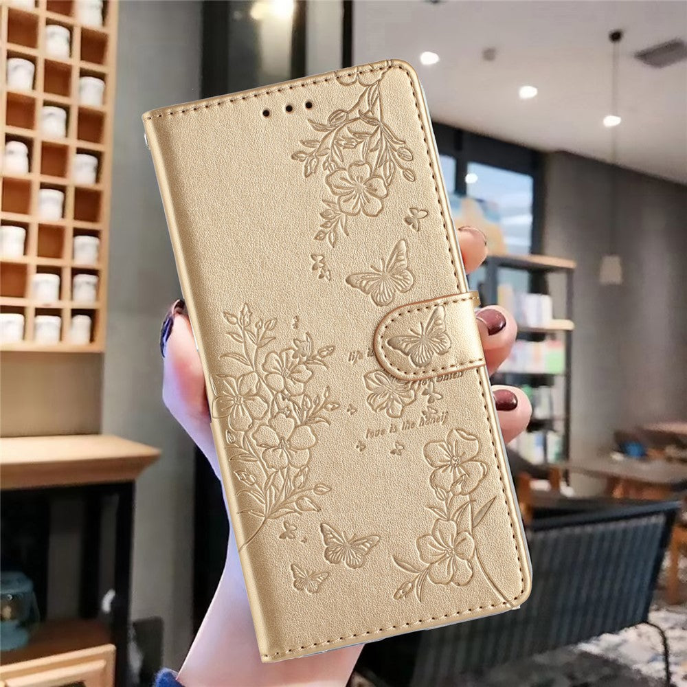 For Samsung Galaxy S26+ Wallet Phone Case Butterfly Floral Imprint Leather Flip Cover with Strap