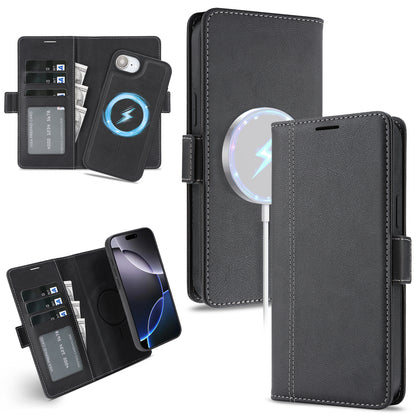For iPhone 17e / 16e Case Detachable 2 in 1 Leather Wallet Phone Cover Compatible with MagSafe