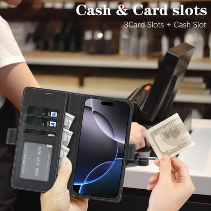 For iPhone 17e / 16e Case Detachable 2 in 1 Leather Wallet Phone Cover Compatible with MagSafe