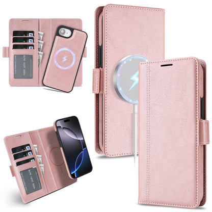 For iPhone 17e / 16e Case Detachable 2 in 1 Leather Wallet Phone Cover Compatible with MagSafe
