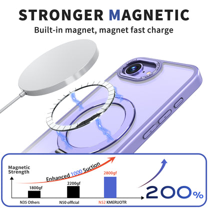 For iPhone 17e / 16e Case Rotating Kickstand Skin-touch TPU + PC Phone Cover Compatible with MagSafe