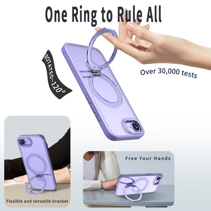 For iPhone 17e / 16e Case Rotating Kickstand Skin-touch TPU + PC Phone Cover Compatible with MagSafe