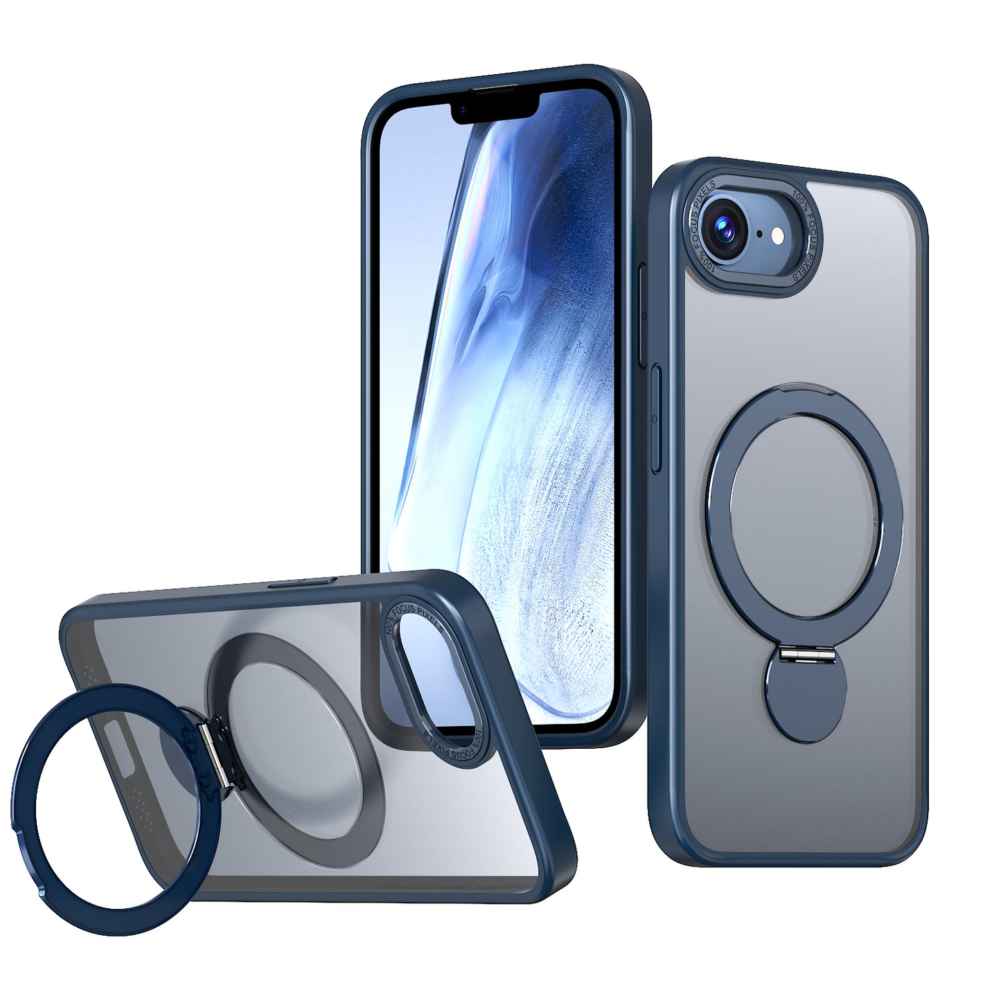 For iPhone 17e / 16e Case Rotating Kickstand Skin-touch TPU + PC Phone Cover Compatible with MagSafe