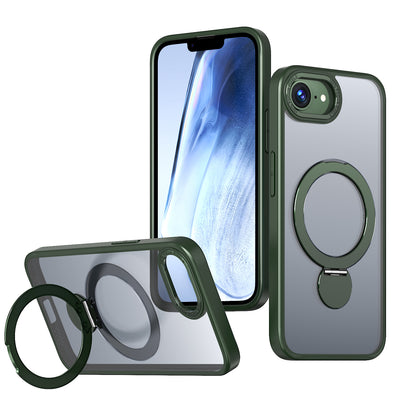 For iPhone 17e / 16e Case Rotating Kickstand Skin-touch TPU + PC Phone Cover Compatible with MagSafe