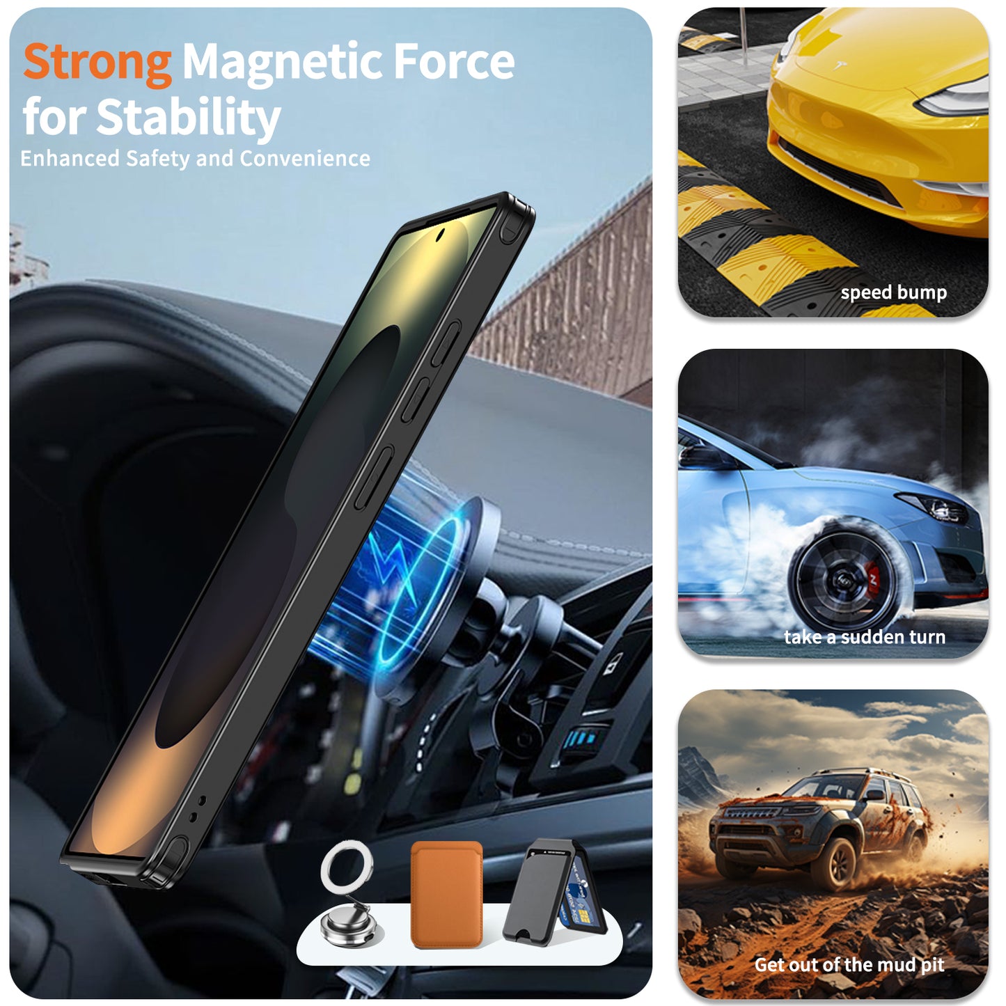 For Samsung Galaxy S25 Ultra Magnetic Case TPU + PC Phone Cover with Damping Rotating Stand