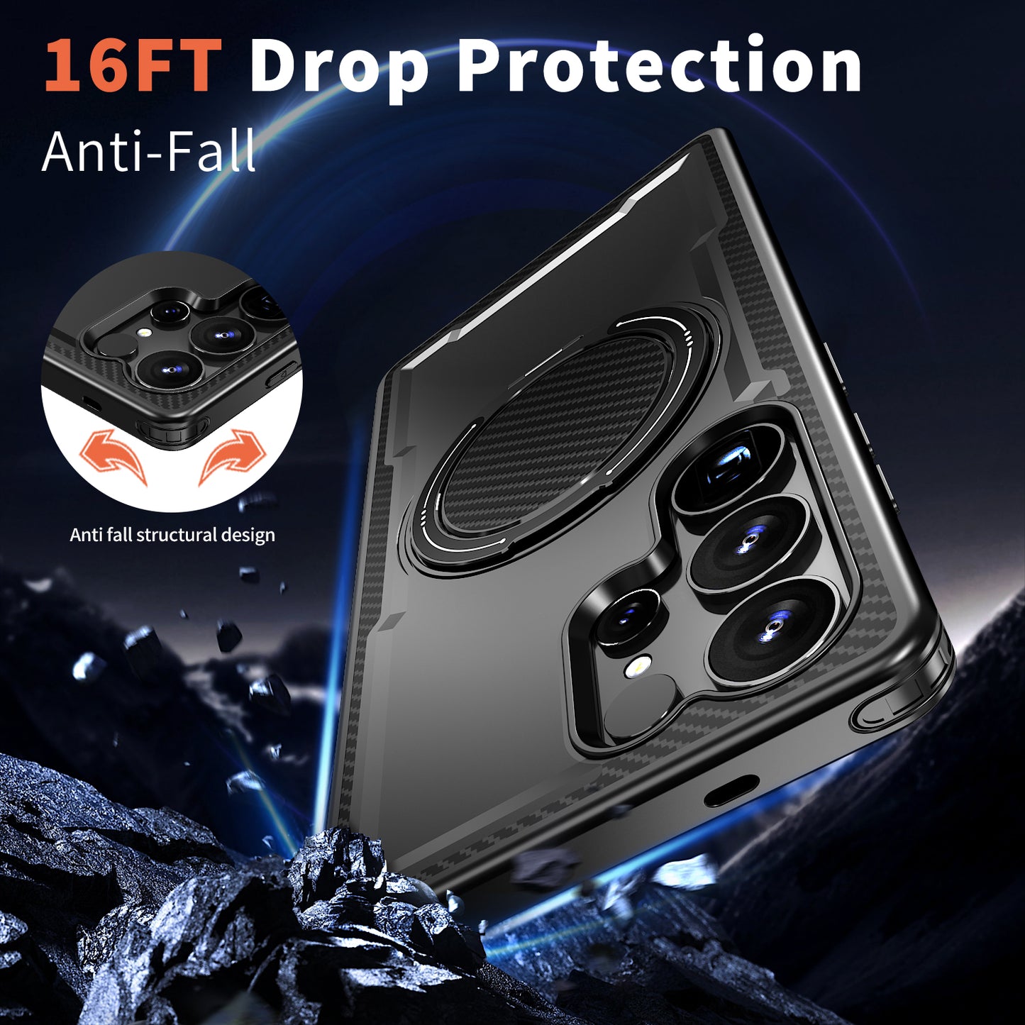 For Samsung Galaxy S25 Ultra Magnetic Case TPU + PC Phone Cover with Damping Rotating Stand