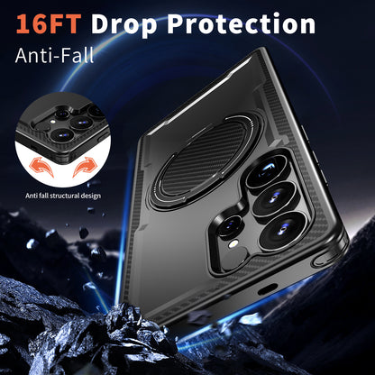 For Samsung Galaxy S25 Ultra Magnetic Case TPU + PC Phone Cover with Damping Rotating Stand