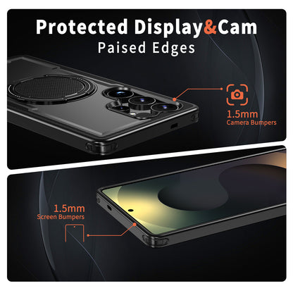For Samsung Galaxy S25 Ultra Magnetic Case TPU + PC Phone Cover with Damping Rotating Stand
