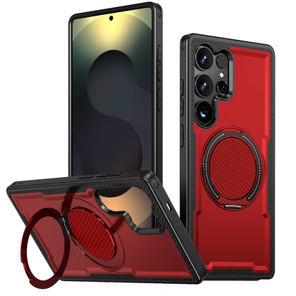 For Samsung Galaxy S25 Ultra Magnetic Case TPU + PC Phone Cover with Damping Rotating Stand