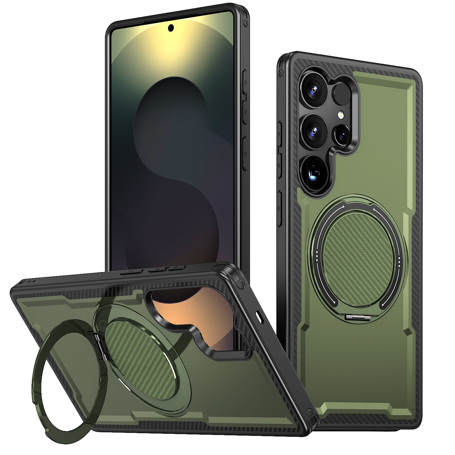 For Samsung Galaxy S25 Ultra Magnetic Case TPU + PC Phone Cover with Damping Rotating Stand