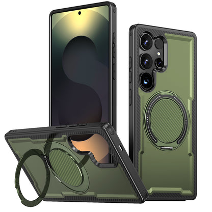 For Samsung Galaxy S25 Ultra Magnetic Case TPU + PC Phone Cover with Damping Rotating Stand