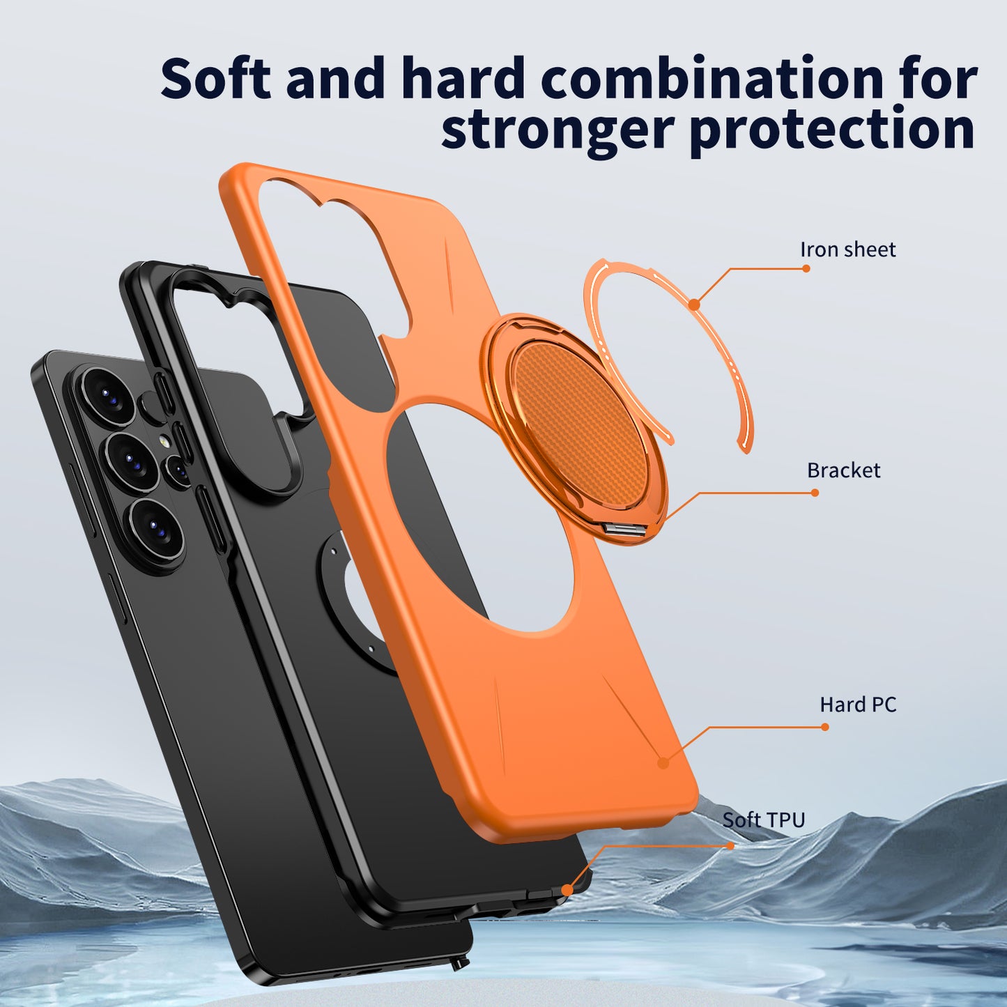 For Samsung Galaxy S26 Ultra Magnetic Case TPU + PC Back Cover with Rotating Kickstand