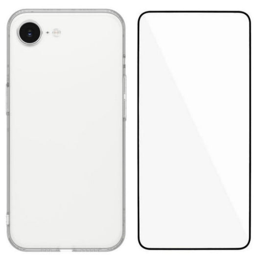 WANLONFENG For iPhone 17e / 16e Case  YJ Series Precise Lens Hole 1.5mm Rounded Edge Clear TPU Phone Cover with Screen Film