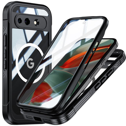 For Google Pixel 10a Magnetic Case PC + TPU Phone Cover with Tempered Glass Screen Film