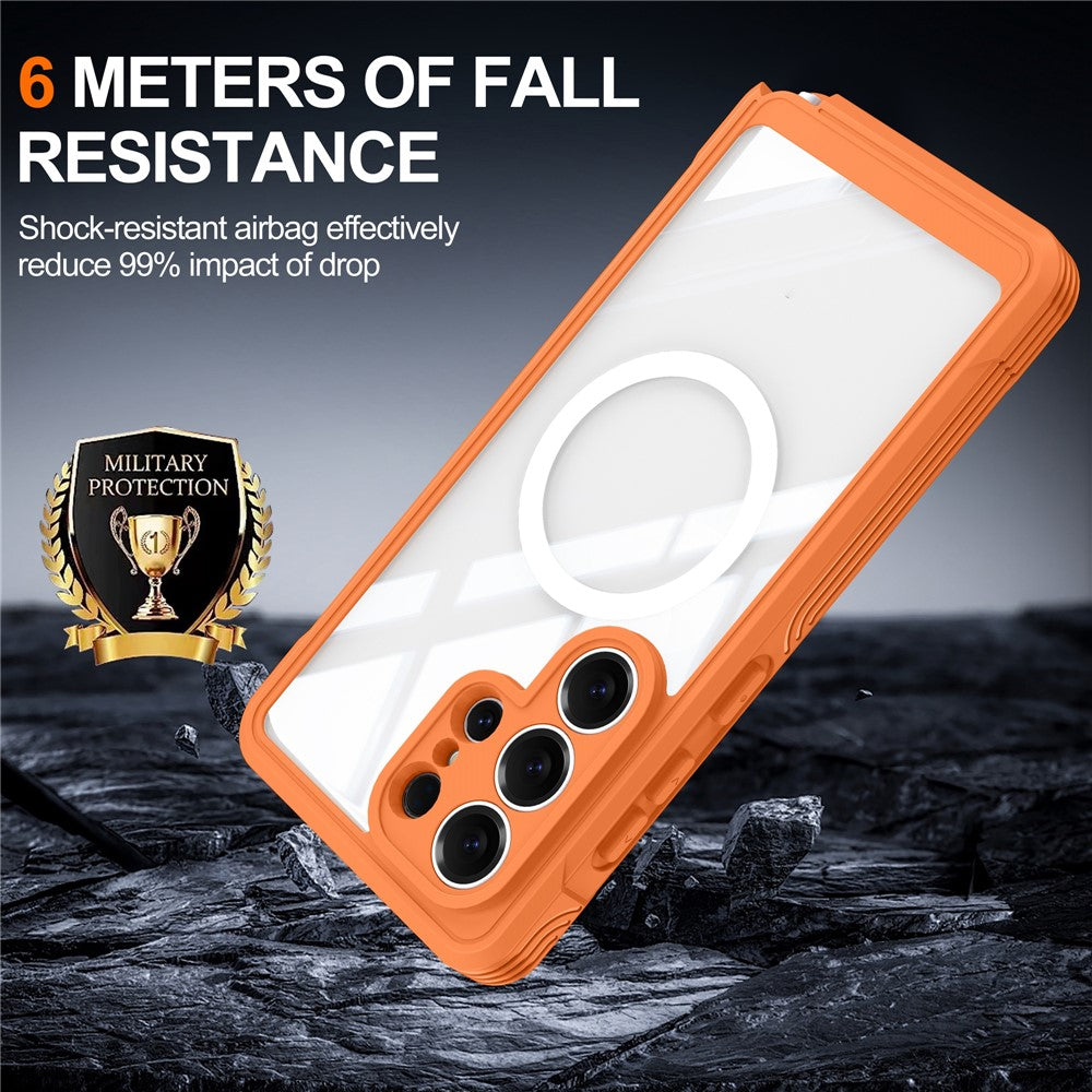 For Samsung Galaxy S26 Ultra Magnetic Case PC + TPU Phone Cover with Tempered Glass Screen Film