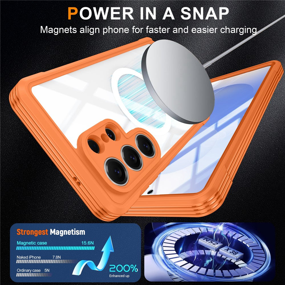 For Samsung Galaxy S26 Ultra Magnetic Case PC + TPU Phone Cover with Tempered Glass Screen Film