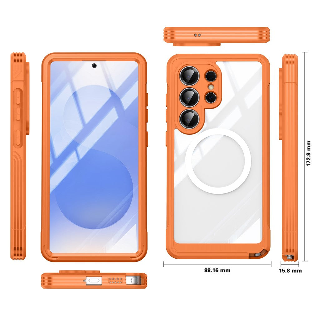 For Samsung Galaxy S26 Ultra Magnetic Case PC + TPU Phone Cover with Tempered Glass Screen Film