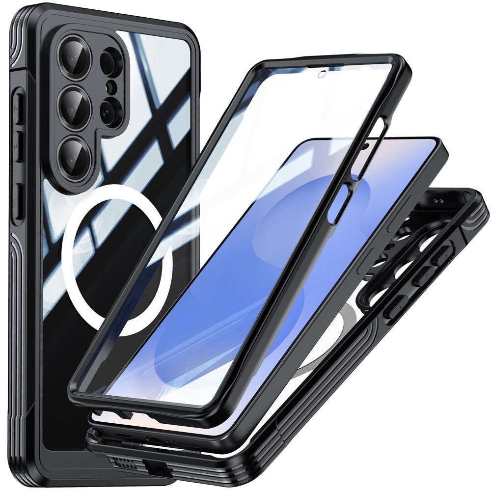 For Samsung Galaxy S26 Ultra Magnetic Case PC + TPU Phone Cover with Tempered Glass Screen Film