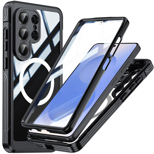 For Samsung Galaxy S26 Ultra Magnetic Case PC + TPU Phone Cover with Tempered Glass Screen Film