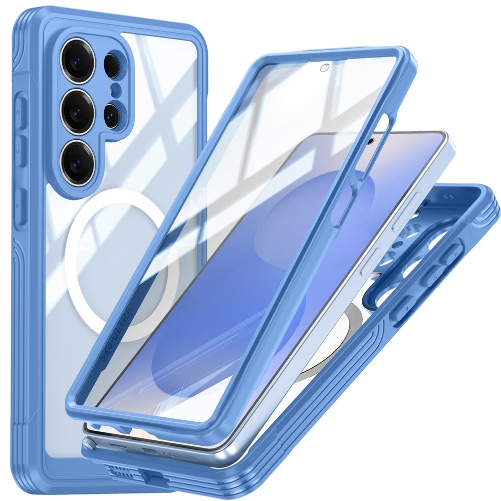 For Samsung Galaxy S26 Ultra Magnetic Case PC + TPU Phone Cover with Tempered Glass Screen Film