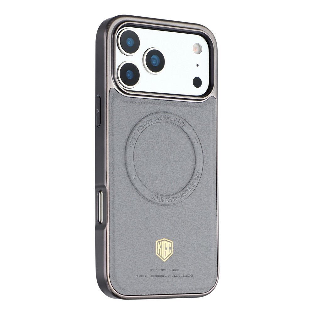 KIGC For iPhone 17 Pro Case Compatible with MagSafe PC + TPU + PU Electroplating Phone Cover
