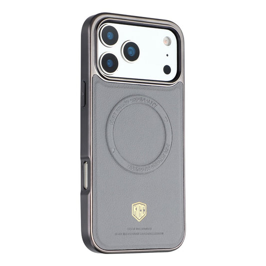 KIGC For iPhone 17 Pro Case Compatible with MagSafe PC + TPU + PU Electroplating Phone Cover