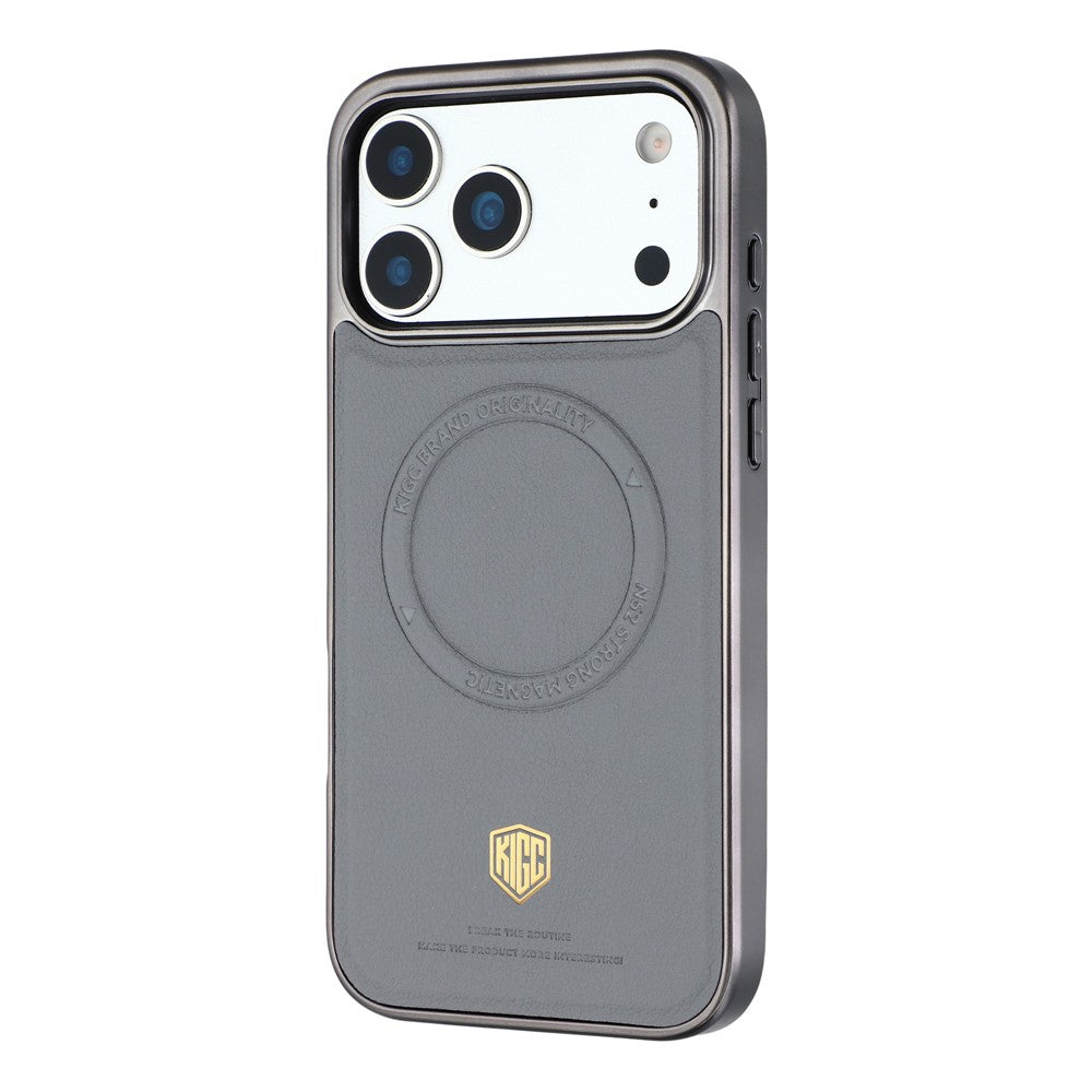 KIGC For iPhone 17 Pro Case Compatible with MagSafe PC + TPU + PU Electroplating Phone Cover