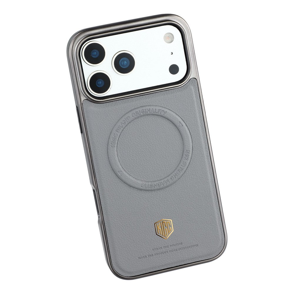 KIGC For iPhone 17 Pro Case Compatible with MagSafe PC + TPU + PU Electroplating Phone Cover
