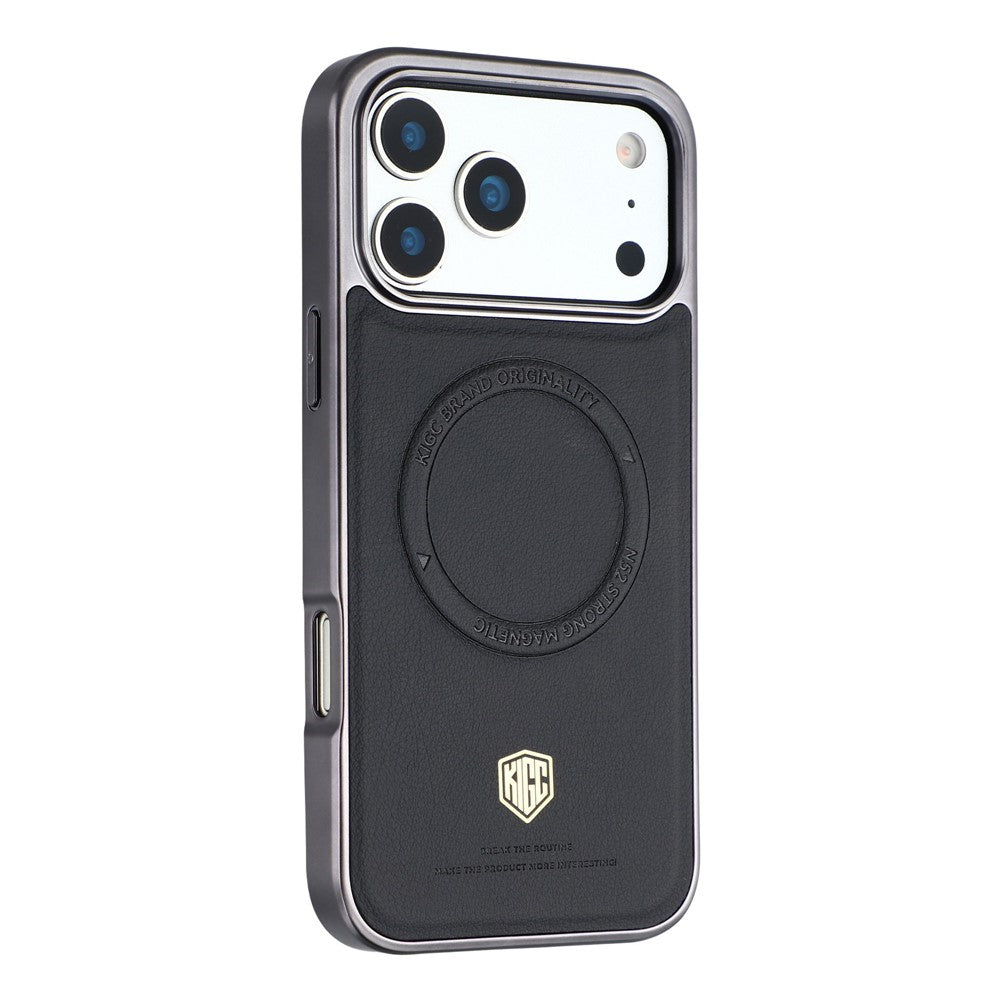 KIGC For iPhone 17 Pro Case Compatible with MagSafe PC + TPU + PU Electroplating Phone Cover
