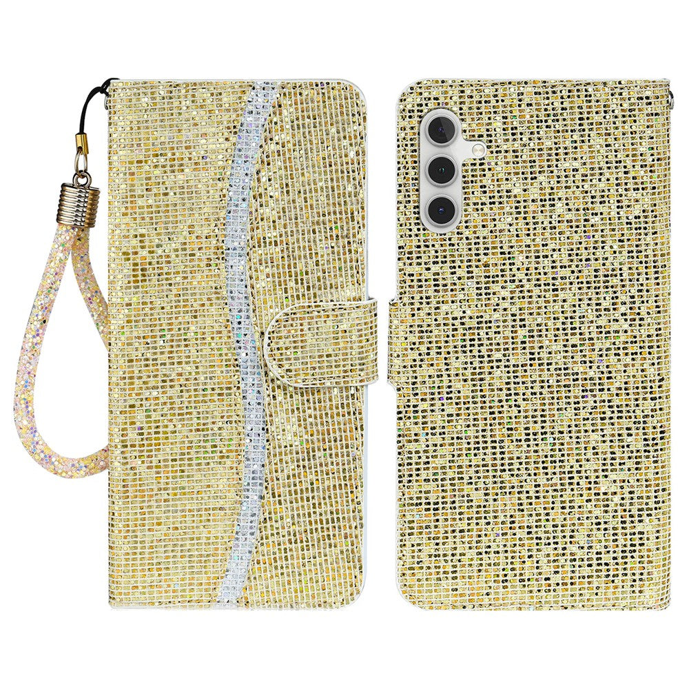 For Samsung Galaxy S26+ Case PU Leather Wallet Card Slots Glitter Phone Cover