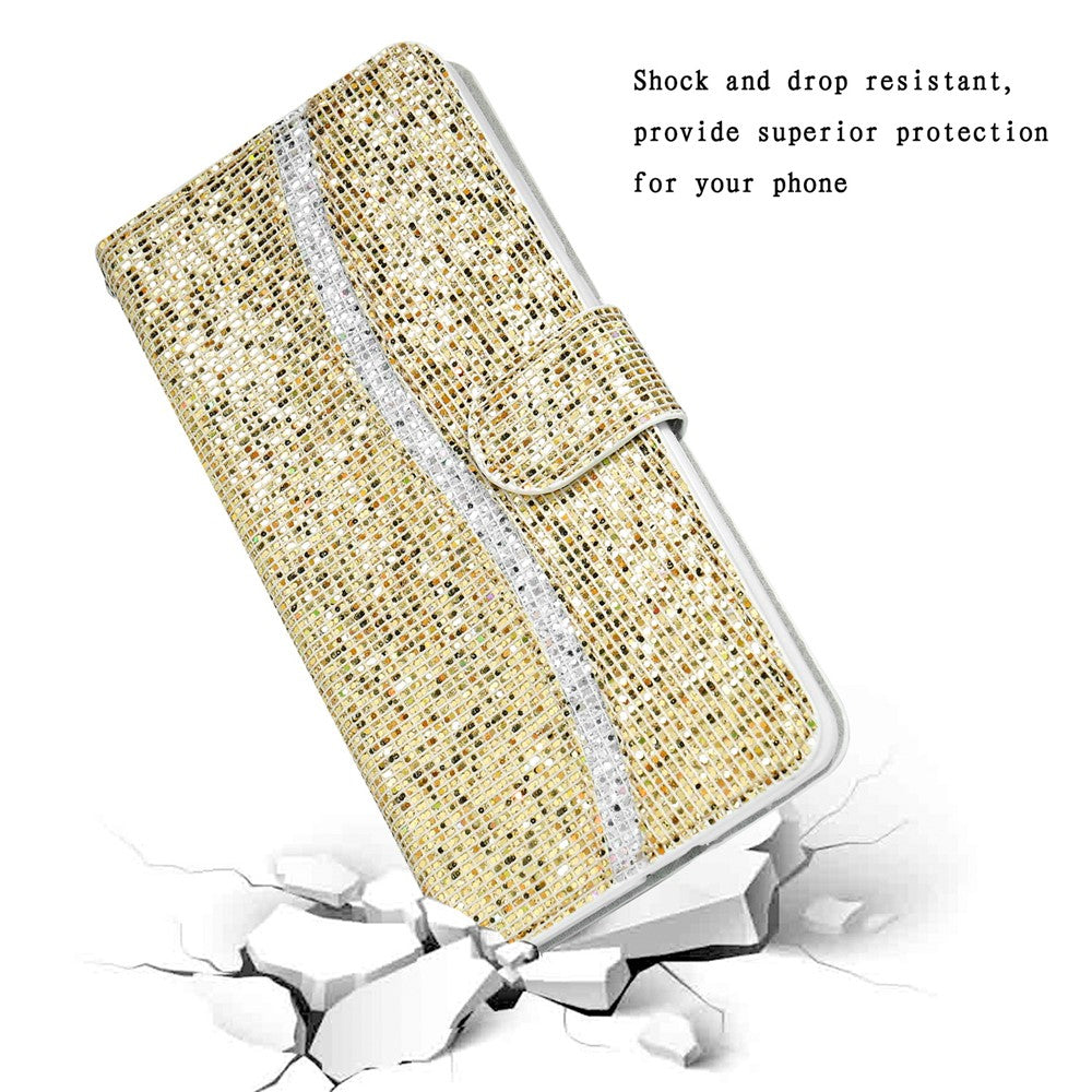 For Samsung Galaxy S26+ Case PU Leather Wallet Card Slots Glitter Phone Cover