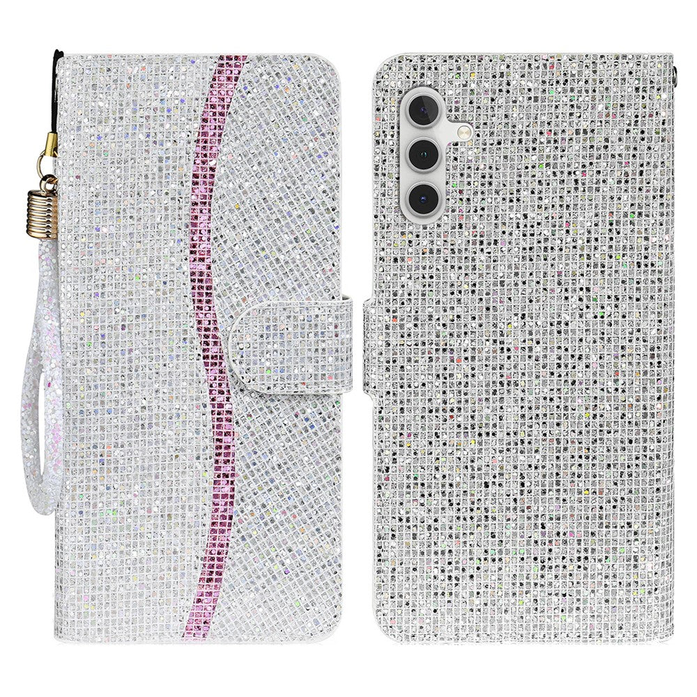 For Samsung Galaxy S26+ Case PU Leather Wallet Card Slots Glitter Phone Cover