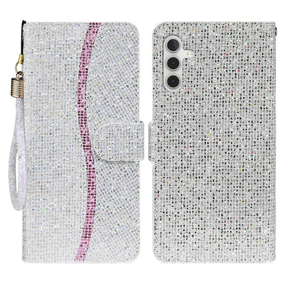 For Samsung Galaxy S26+ Case PU Leather Wallet Card Slots Glitter Phone Cover