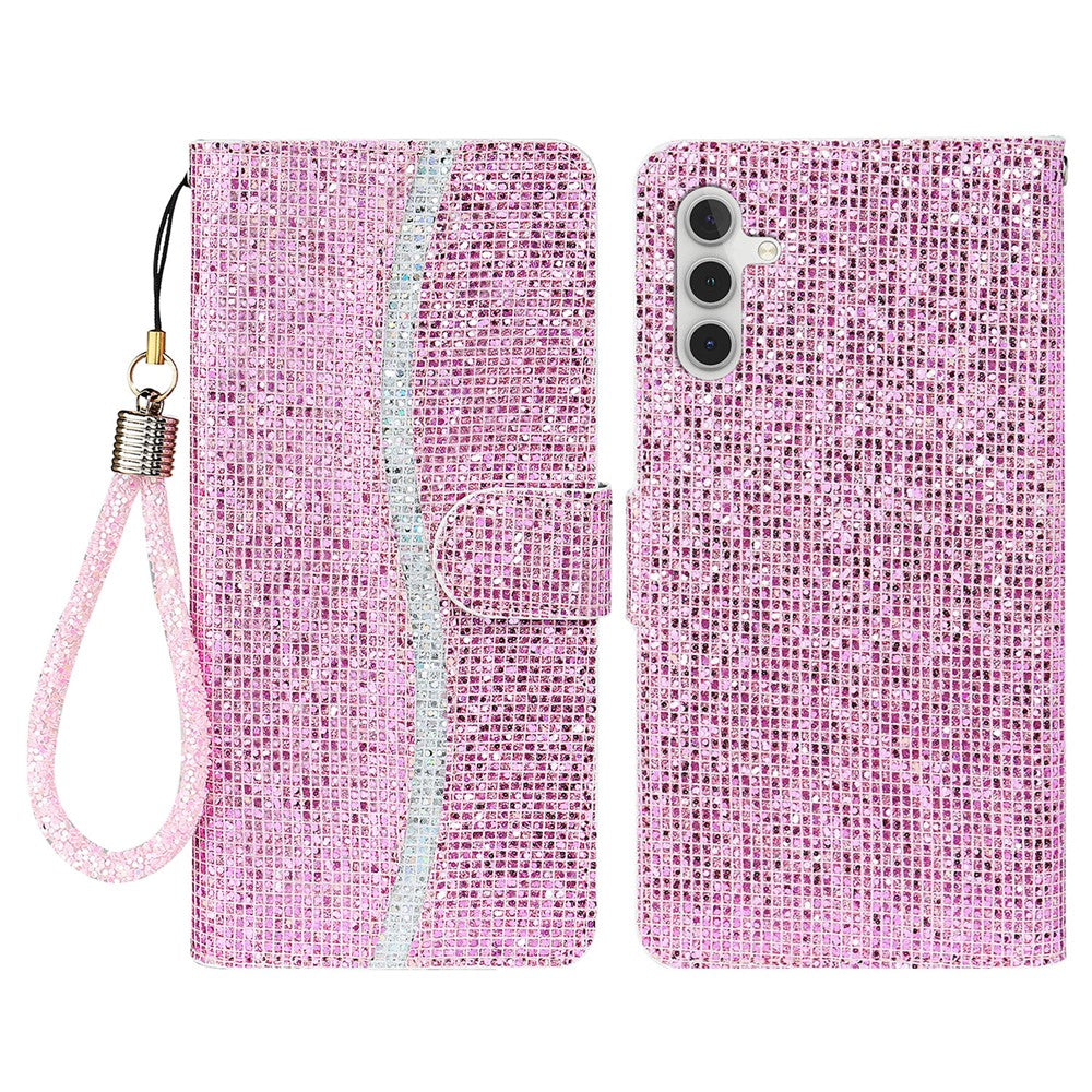 For Samsung Galaxy S26+ Case PU Leather Wallet Card Slots Glitter Phone Cover