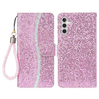 For Samsung Galaxy S26+ Case PU Leather Wallet Card Slots Glitter Phone Cover