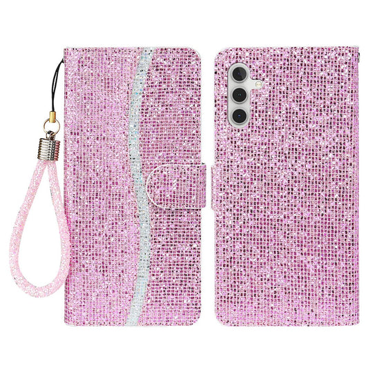 For Samsung Galaxy S26+ Case PU Leather Wallet Card Slots Glitter Phone Cover