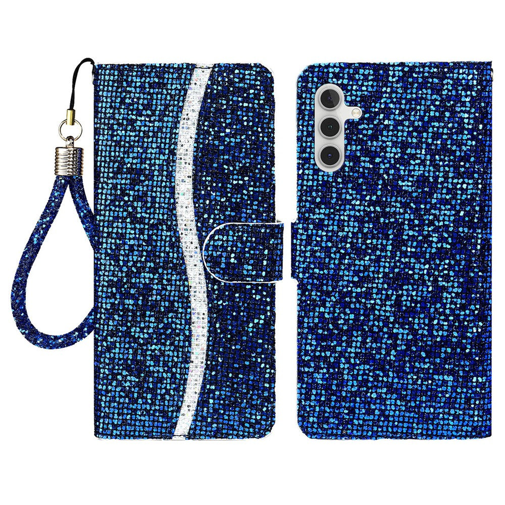 For Samsung Galaxy S26+ Case PU Leather Wallet Card Slots Glitter Phone Cover