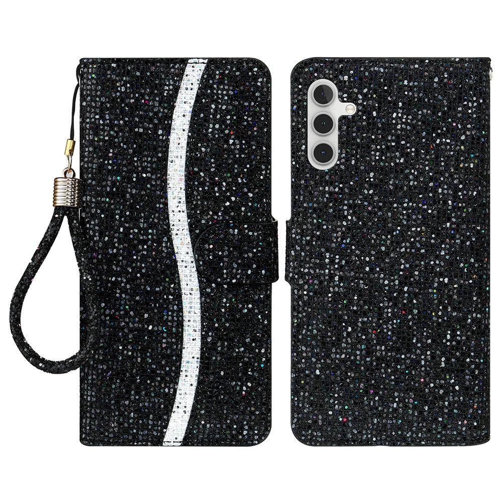 For Samsung Galaxy S26+ Case PU Leather Wallet Card Slots Glitter Phone Cover