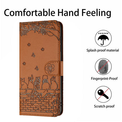 For Samsung Galaxy S26 Ultra Case with Wrist Strap Leather Phone Cover Wall Cats Pattern