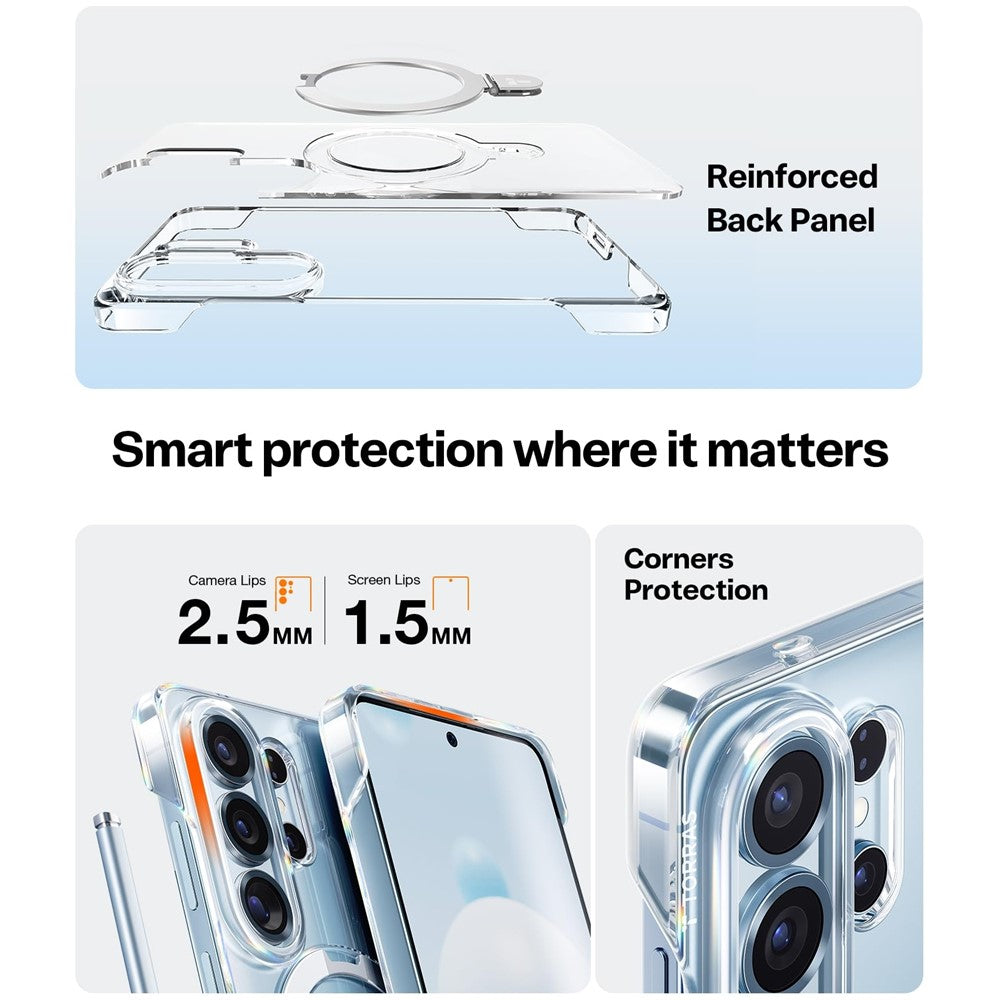 TORRAS Ostand Q1 Slim Series For Samsung Galaxy S26 Ultra Kickstand Case Borderless Hard PC Magnetic Phone Cover