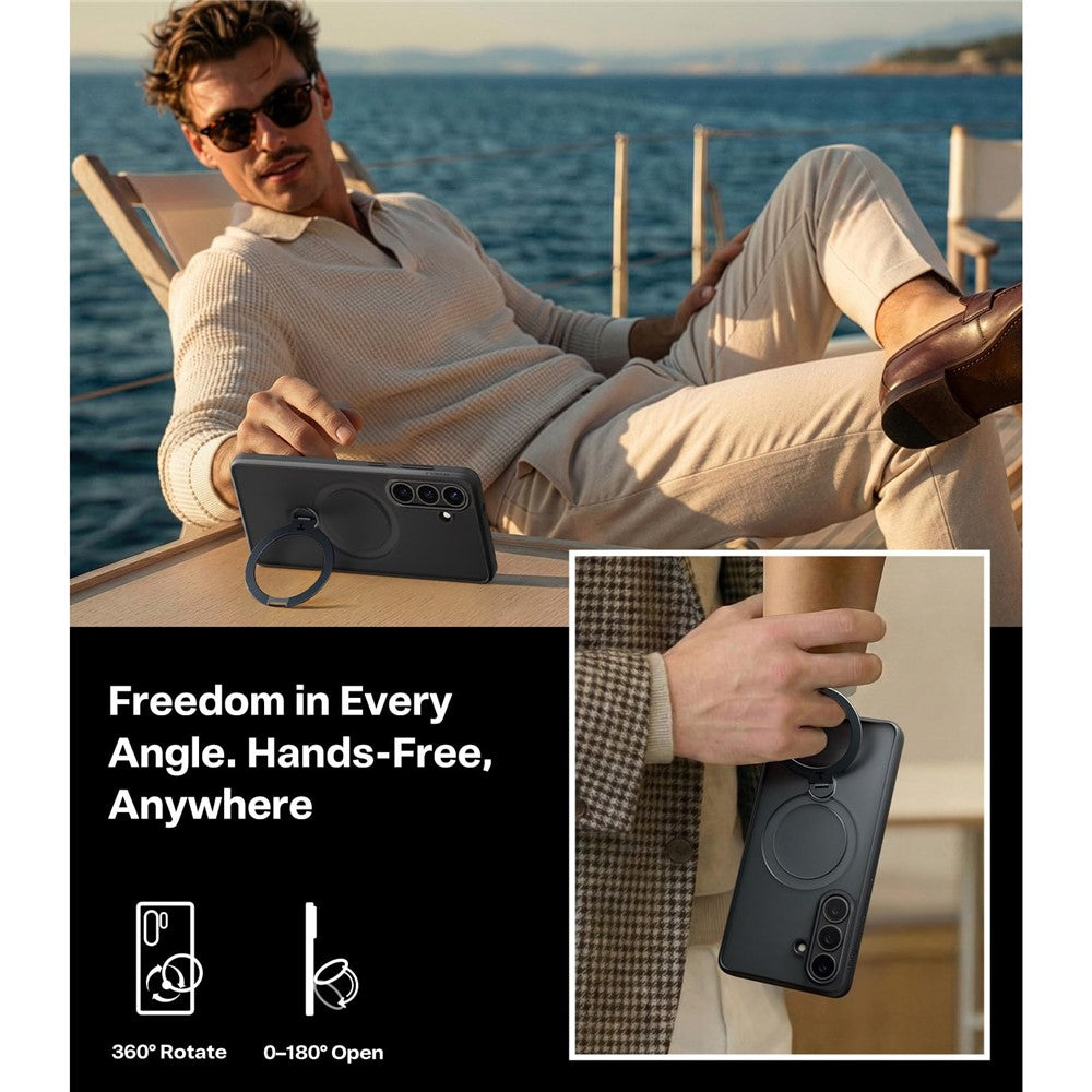 TORRAS Ostand Q3 Spin Series For Samsung Galaxy S26+ Case Magnetic Rotating Kickstand PC + TPU Phone Cover
