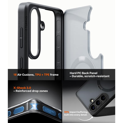TORRAS Ostand Q3 Spin Series For Samsung Galaxy S26+ Case Magnetic Rotating Kickstand PC + TPU Phone Cover