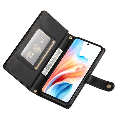 For Samsung Galaxy S26+ Case Zipper Pocket Wallet Leather Phone Cover with Straps