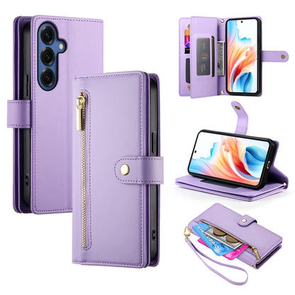 For Samsung Galaxy S26+ Case Zipper Pocket Wallet Leather Phone Cover with Straps